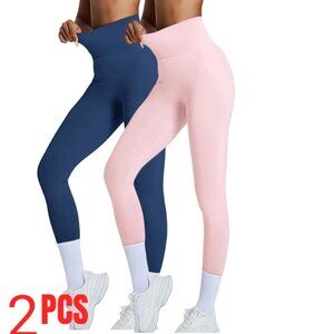 Women’s 2-Pack High Waisted Seamless Leggings • Butt Lift + Tummy Control • Non